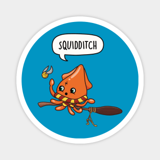Squidditch Squid playing Quidditch Magnet
